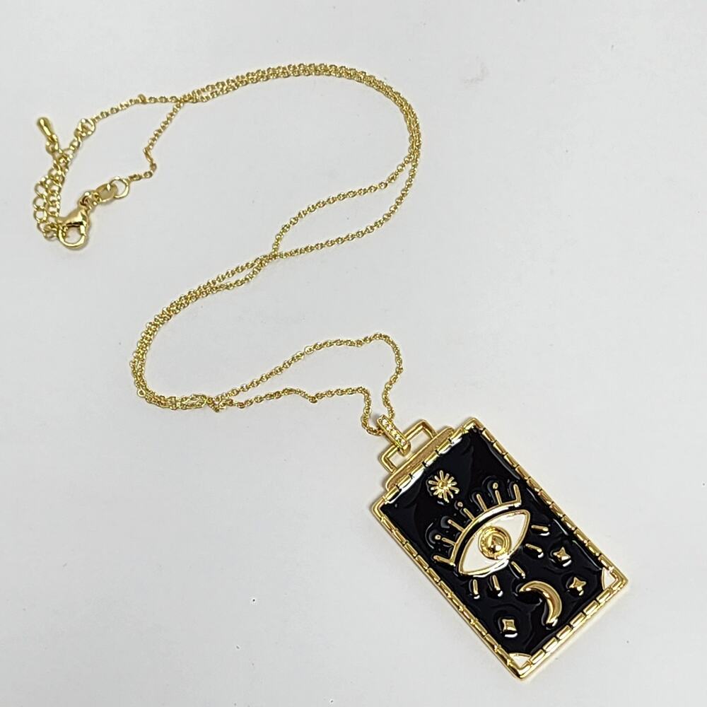Live By The Moon Evil Eye Tarot Card Necklace - Picture 3 of 9